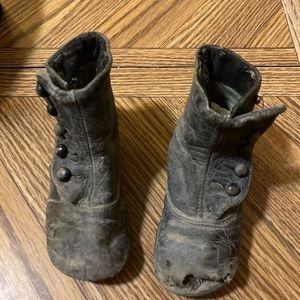 Antique Victorian Leather Baby Shoes